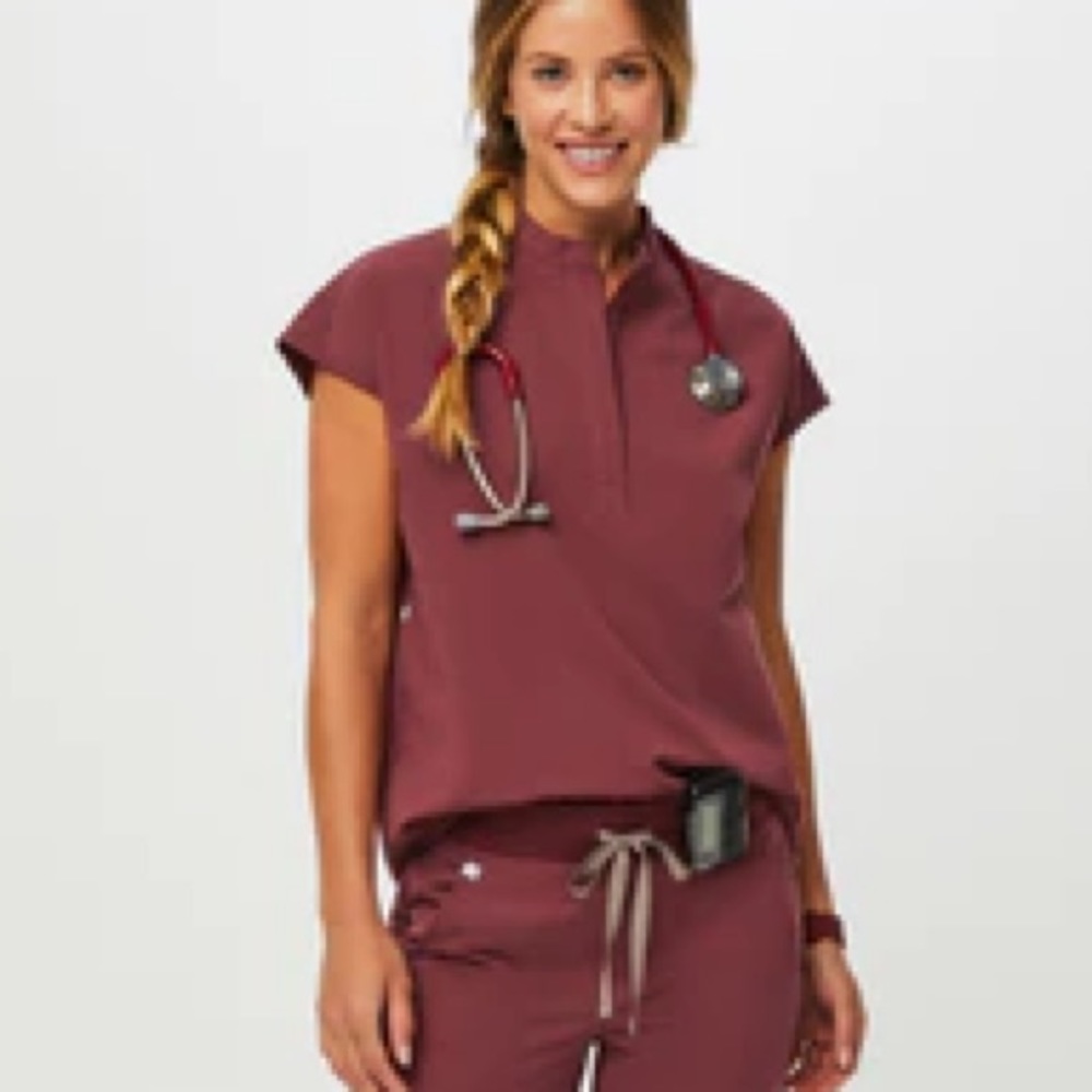 Figs Women’s Dark Cherry Rafaela Oversized Scrub Top XXS